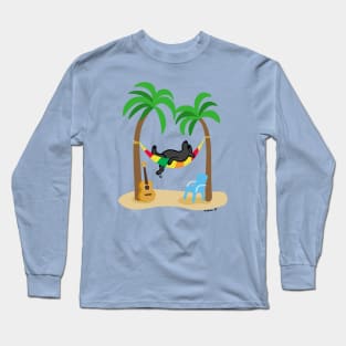 Black Labrador Under Palm Trees Long Sleeve T-Shirt